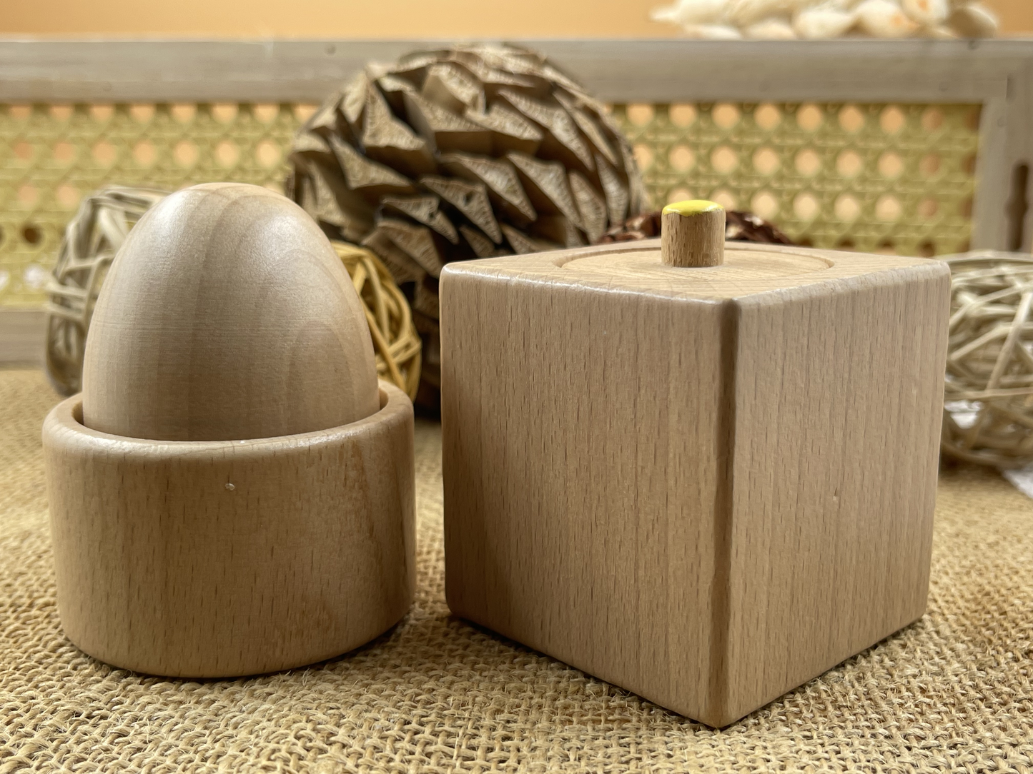 Set of Wooden Pincer Grasp and Egg Cup Puzzles