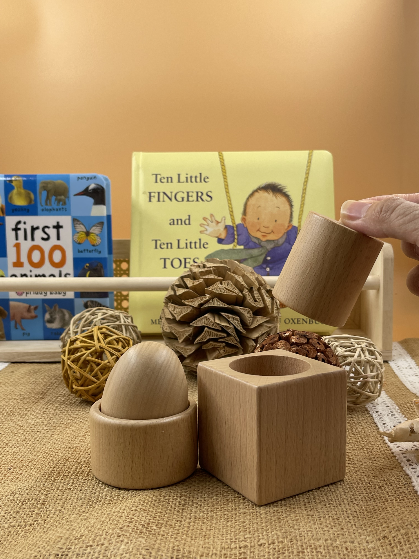 Set of Wooden Pincer Grasp and Egg Cup Puzzles
