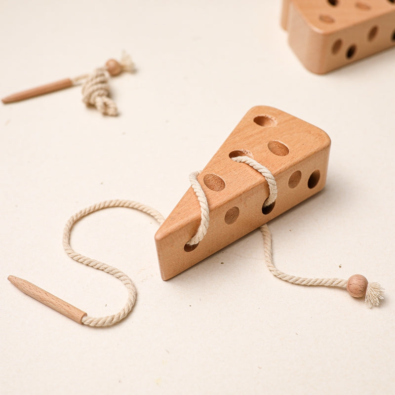 Wooden Cheese Threading Toy