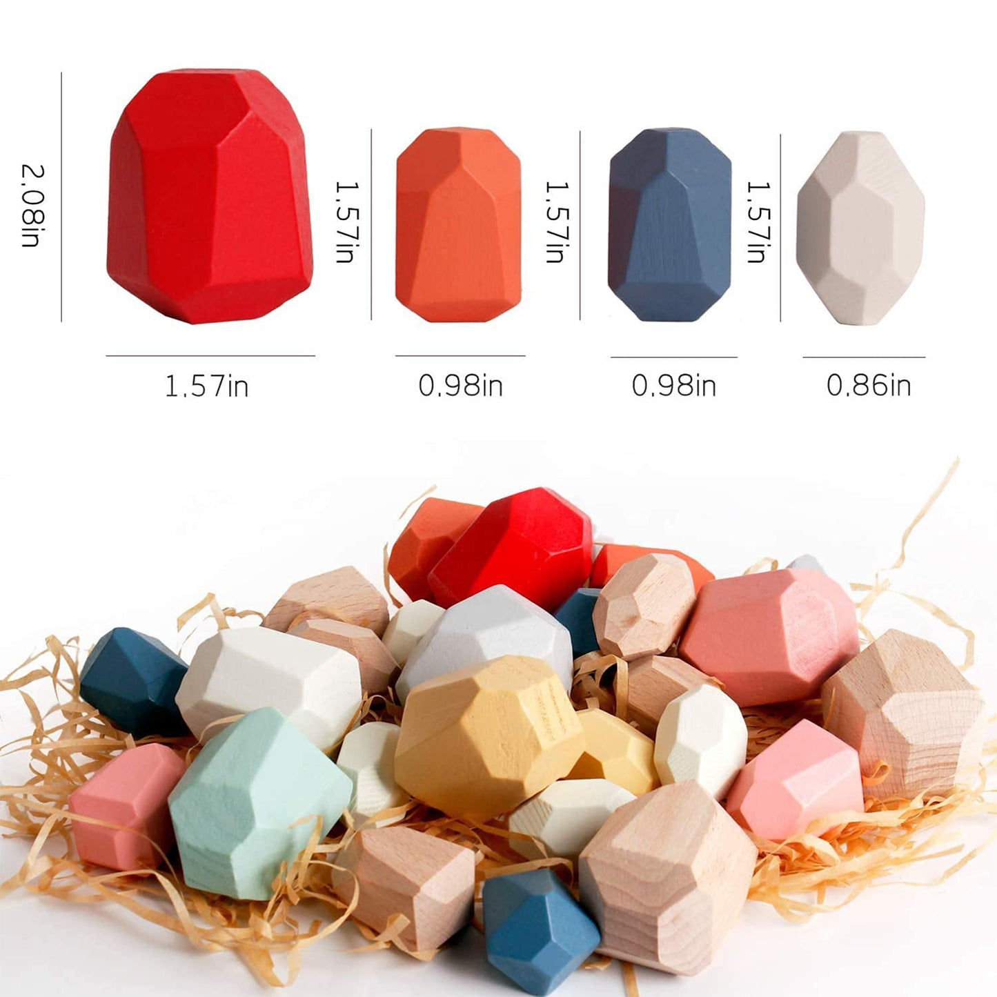 36-Piece Stacking Wooden Boulders
