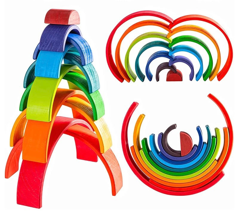 12-Piece Wooden Rainbow Stacker