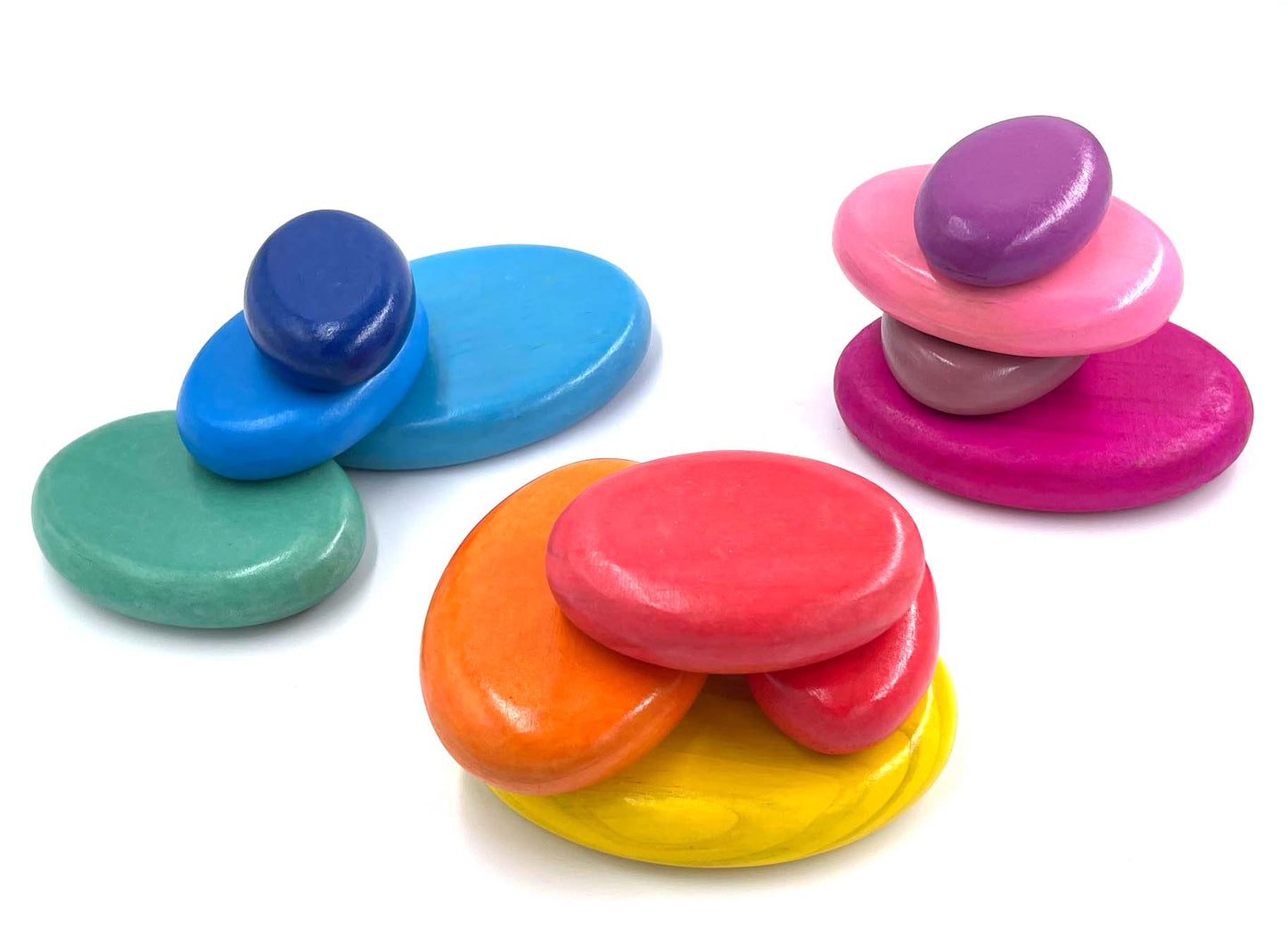 12- Piece Stacking Wooden Flat Stones