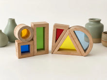 Load image into Gallery viewer, 6-Piece Shape Blocks with Colored Acrylics
