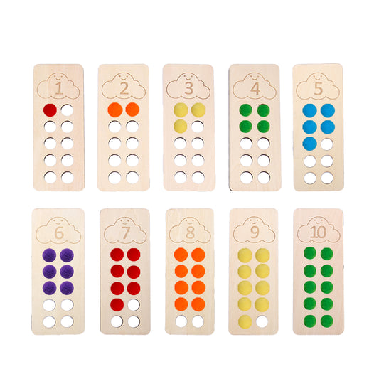 Counting Board with Colored Pompoms