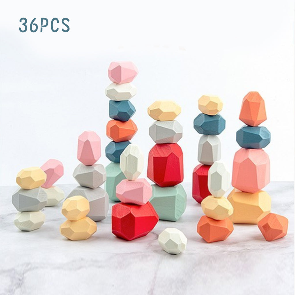 36-Piece Stacking Wooden Boulders