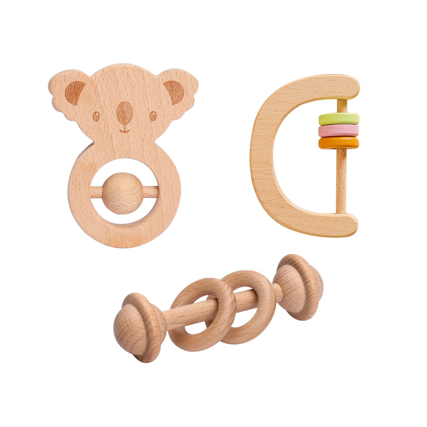 3-Piece Wooden Rattle Set